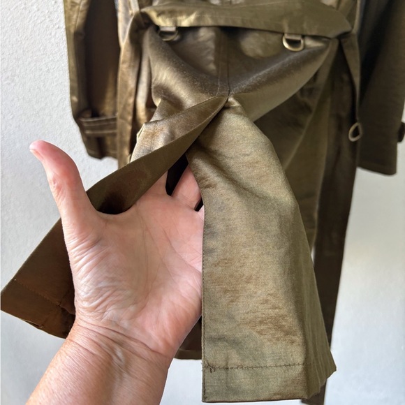 Linea by Louis Dell’Olio Olive Green Double Breasted Short Trench Coat Size S - Picture 10 of 16